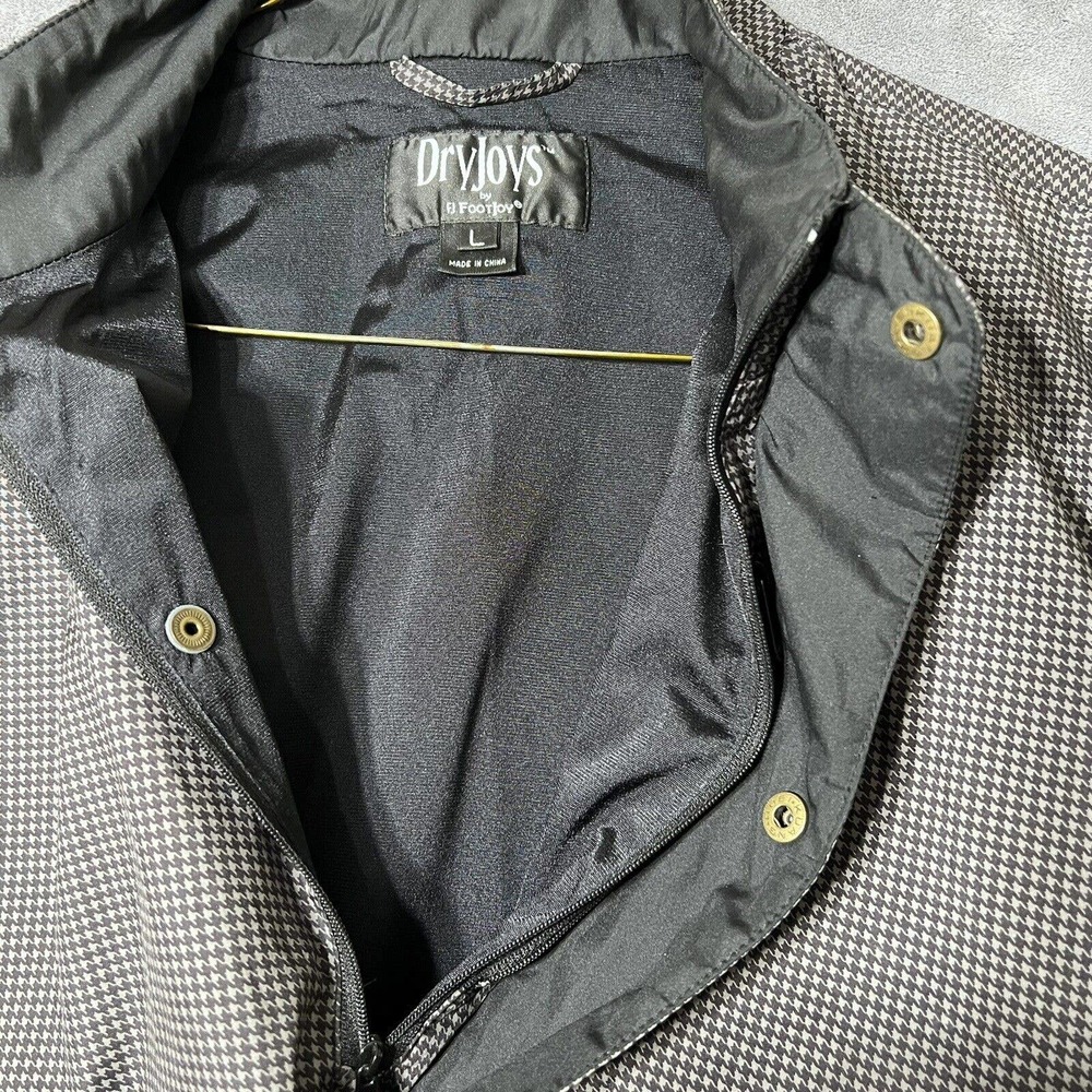 FootJoy DryJoys Mens Golf Rain Vest Large Gray Houndstooth Zip Snap Lined - Picture 12 of 12